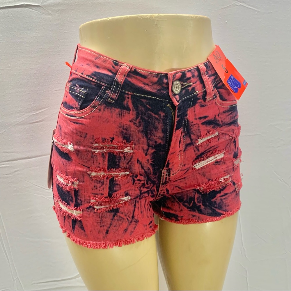 Pinkish Tie Dye High Rise Columbian Butt Lifting Ripped Shorts!